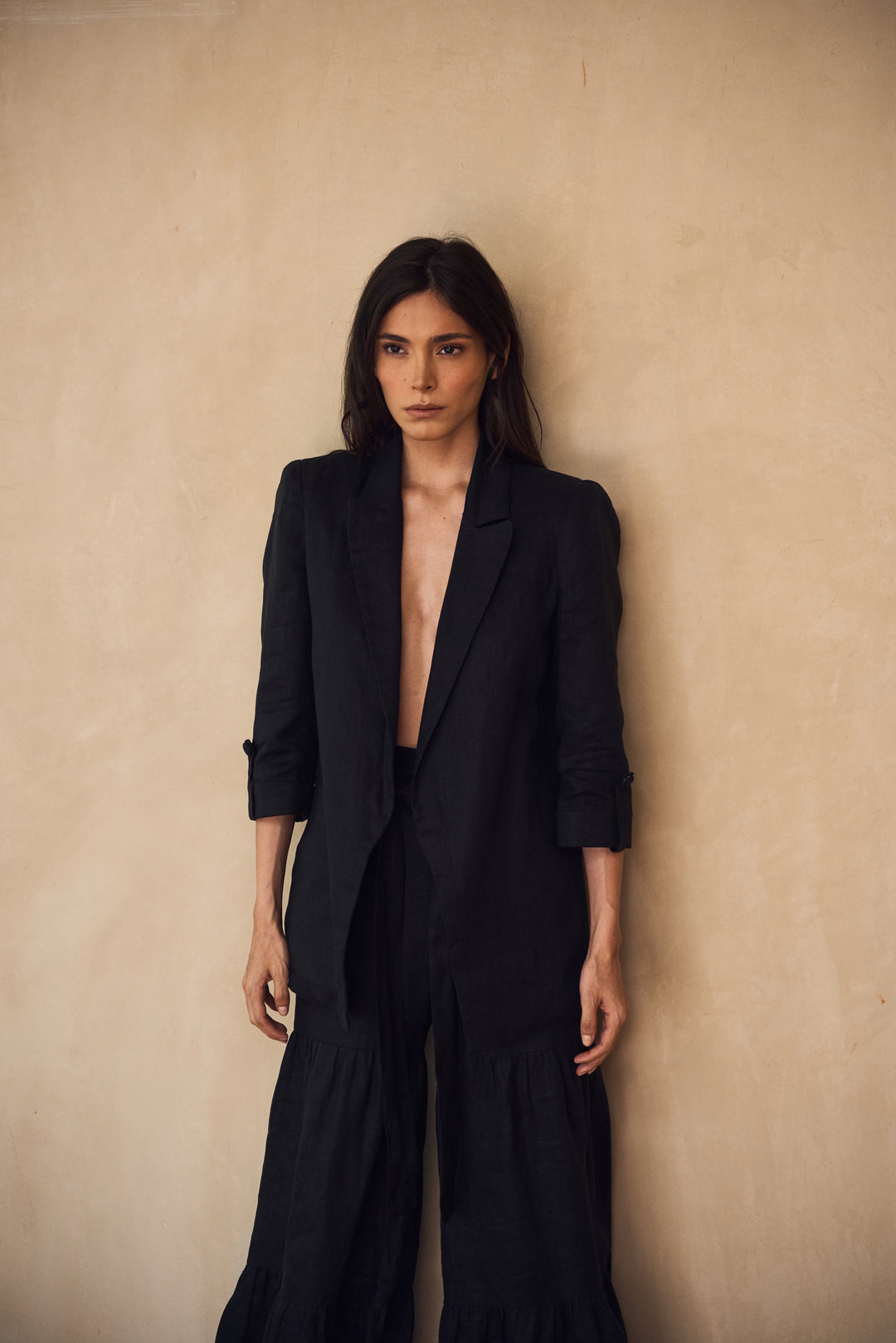 Rio Black Linen Blazer