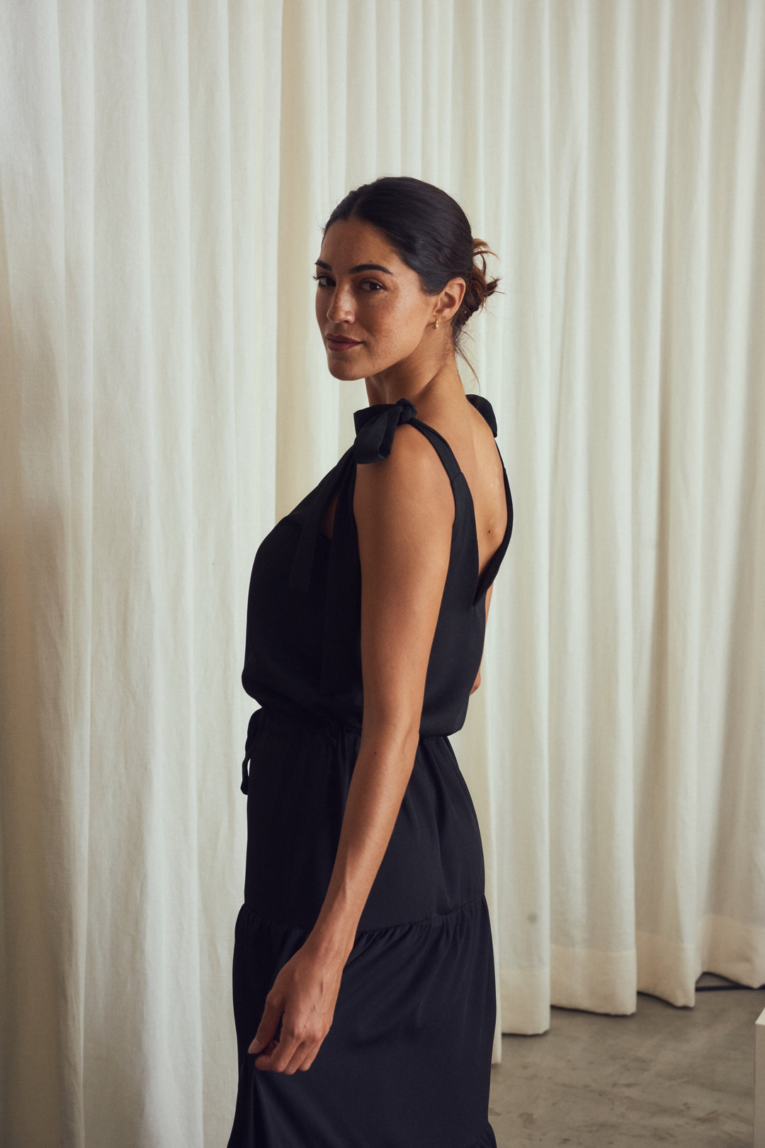 Santorini Black Dress