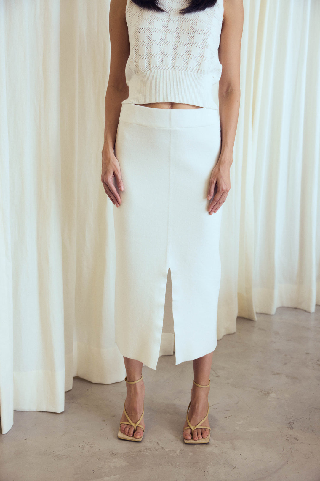 Morocco White Knitted Skirt