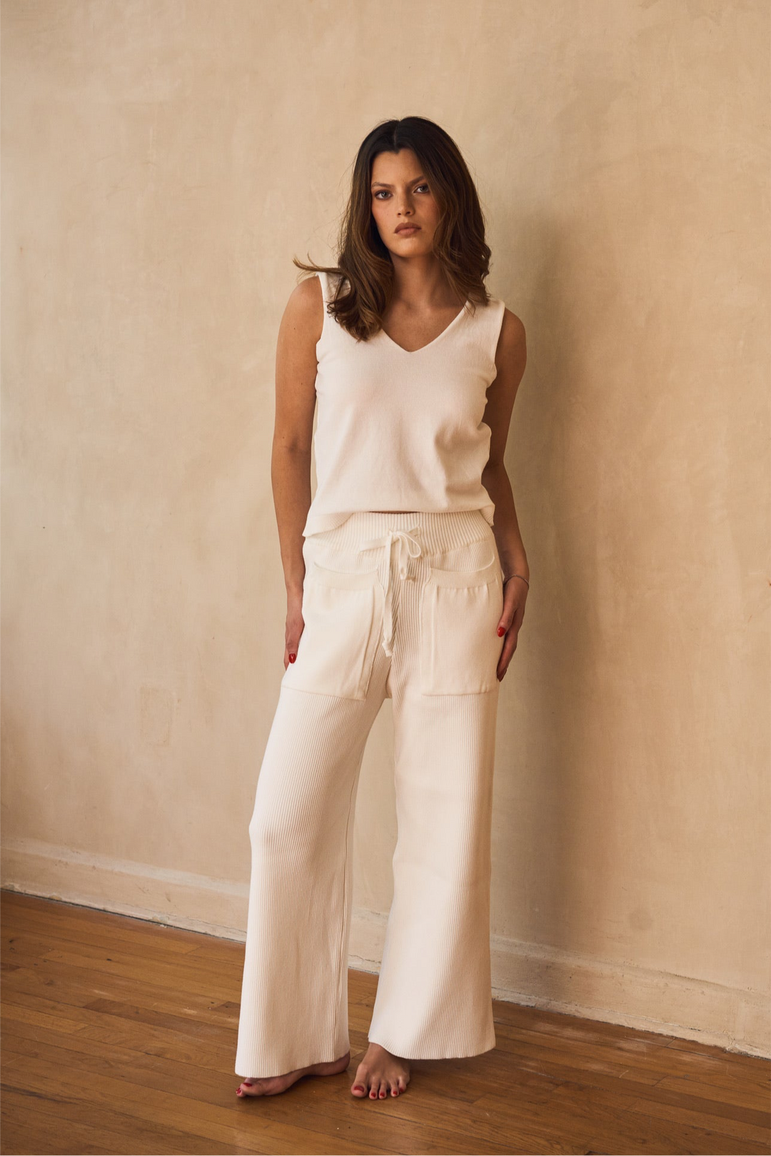 Lisbon White Knitted Pants