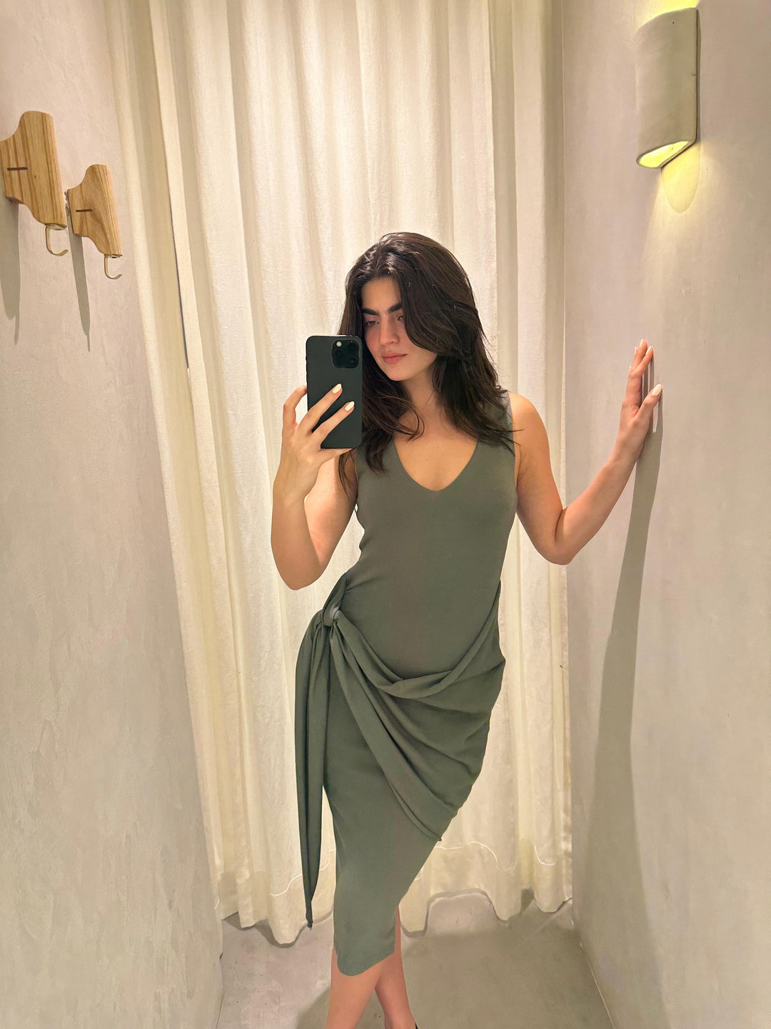 Istanbul Olive Knitted Dress