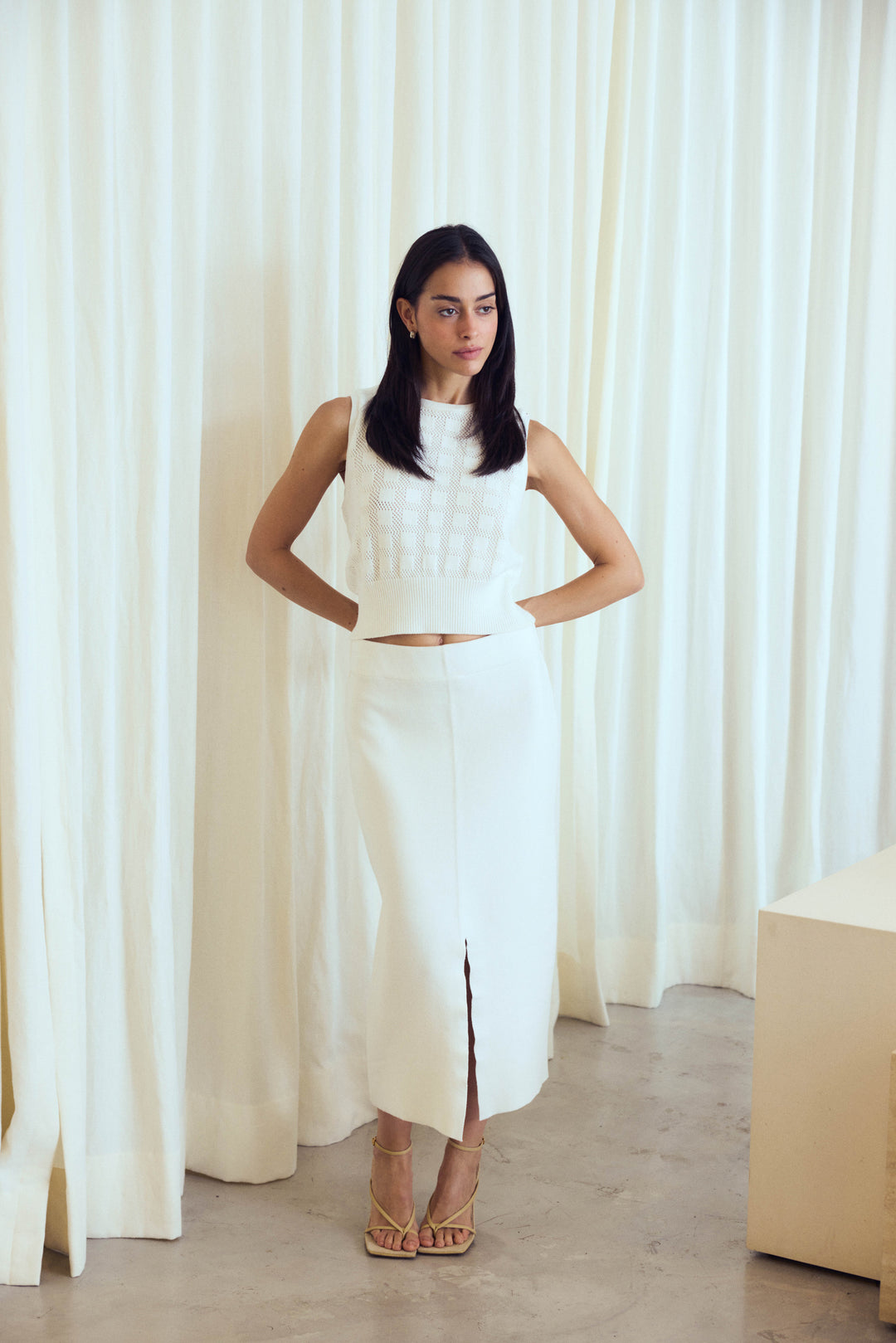 Morocco White Knitted Skirt